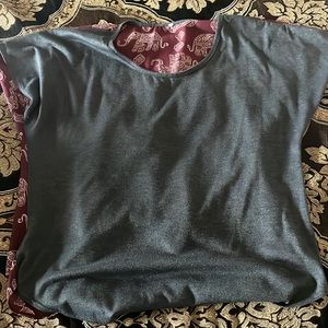 Gray and maroon shirt with elephant print
